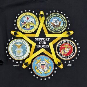 Vintage Murina Support Our Troops US Military T-Shirt Men's Large Made in USA